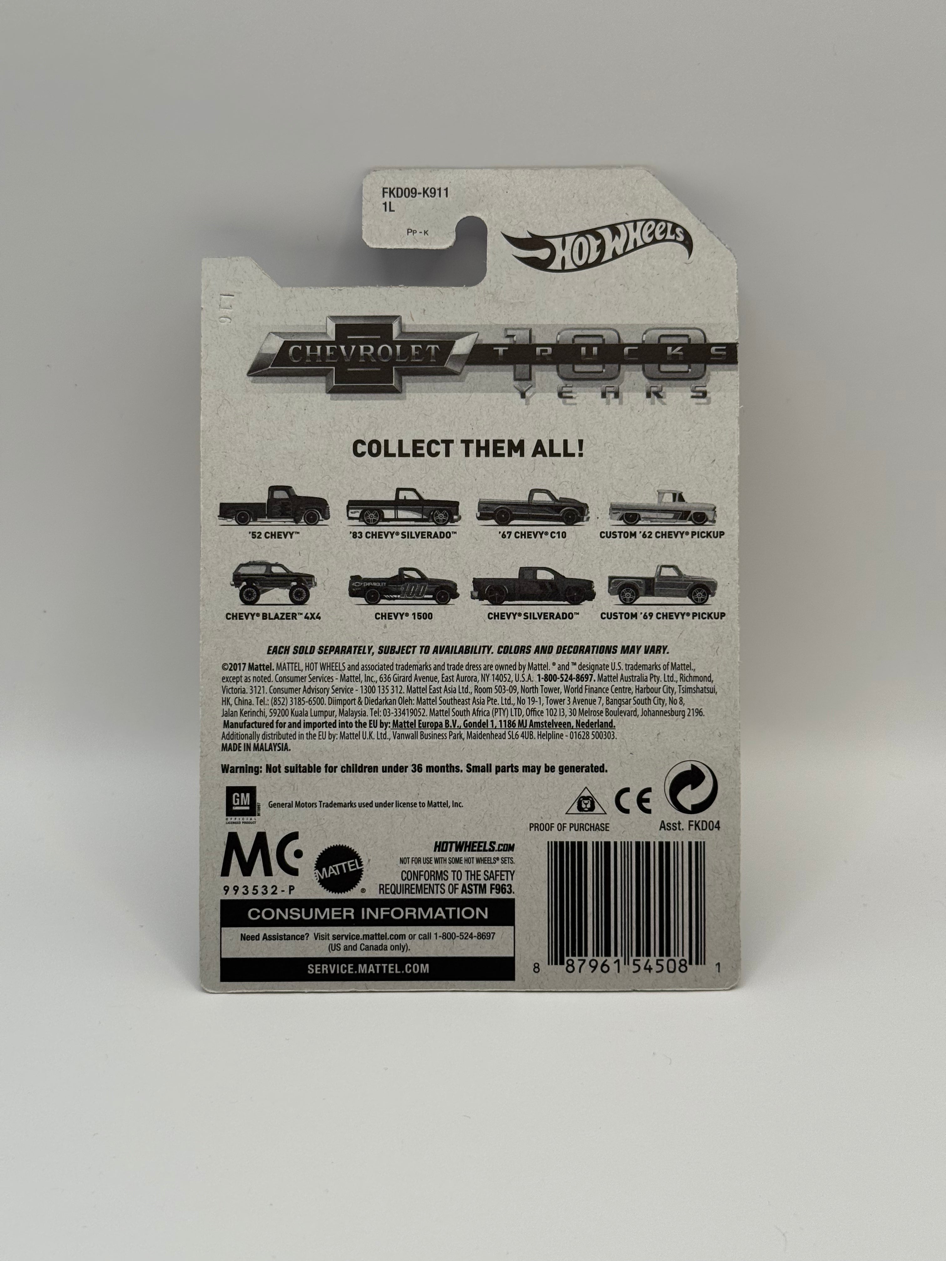 2018 Hot Wheels Chevrolet Trucks 100 Years '83 Chevy Silverado