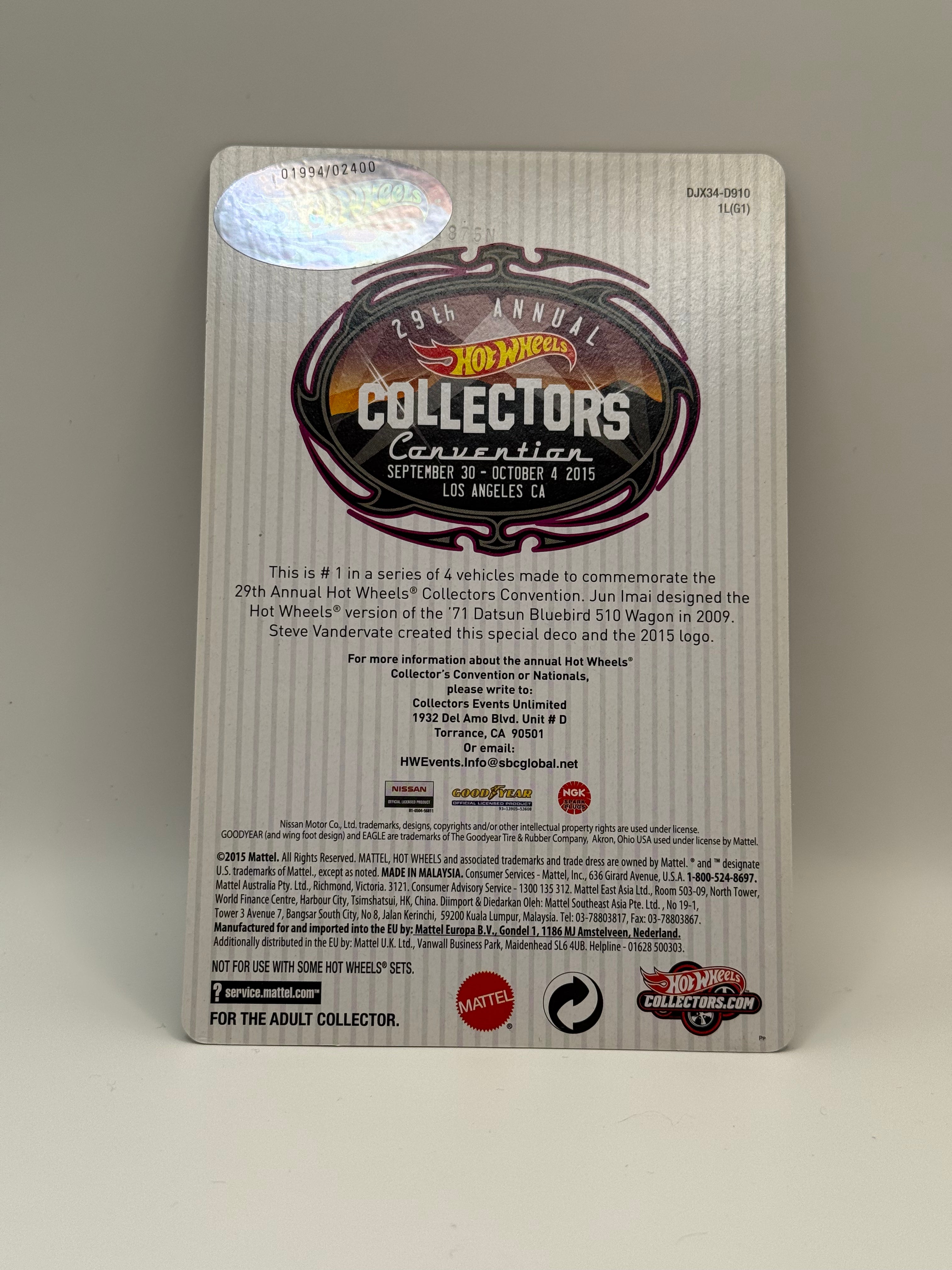 Hot Wheels 29th Annual Collectors Convention '71 Datsun Bluebird 510 Wagon