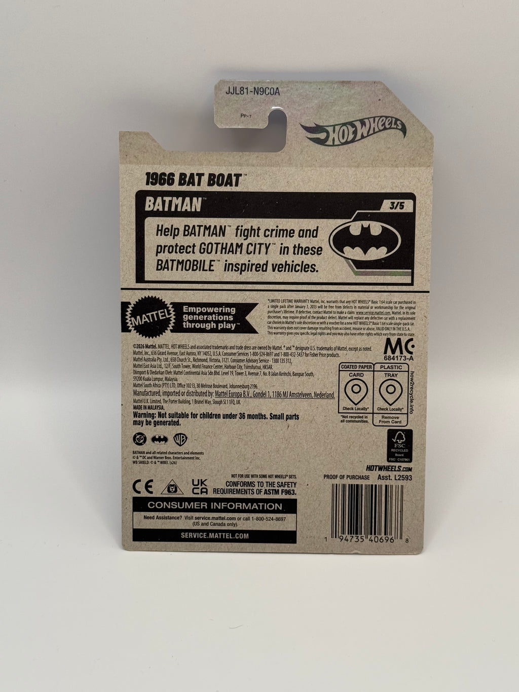 2027 Hot Wheels "A" Case 1966 Bat Boat
