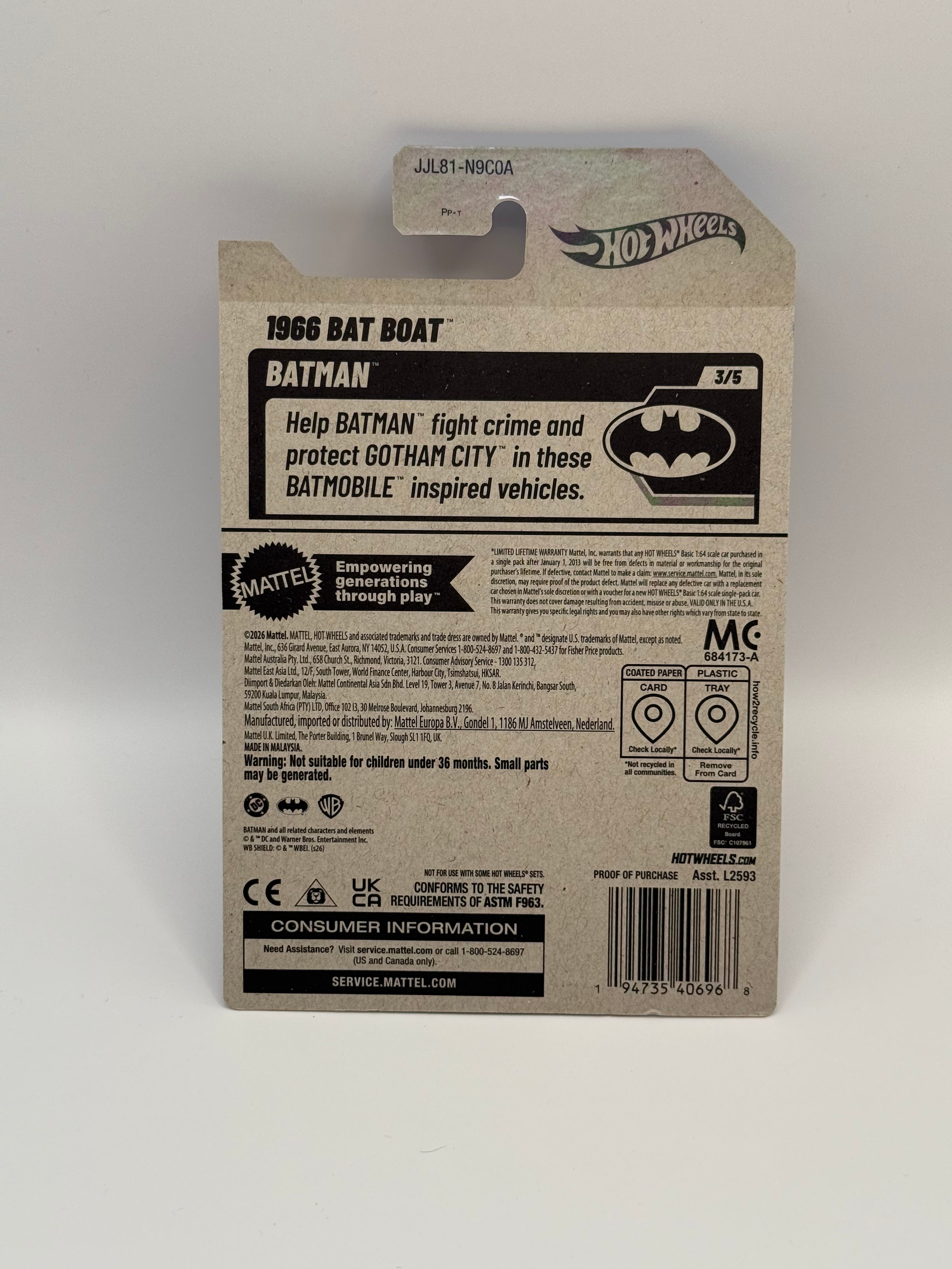 2027 Hot Wheels "A" Case 1966 Bat Boat