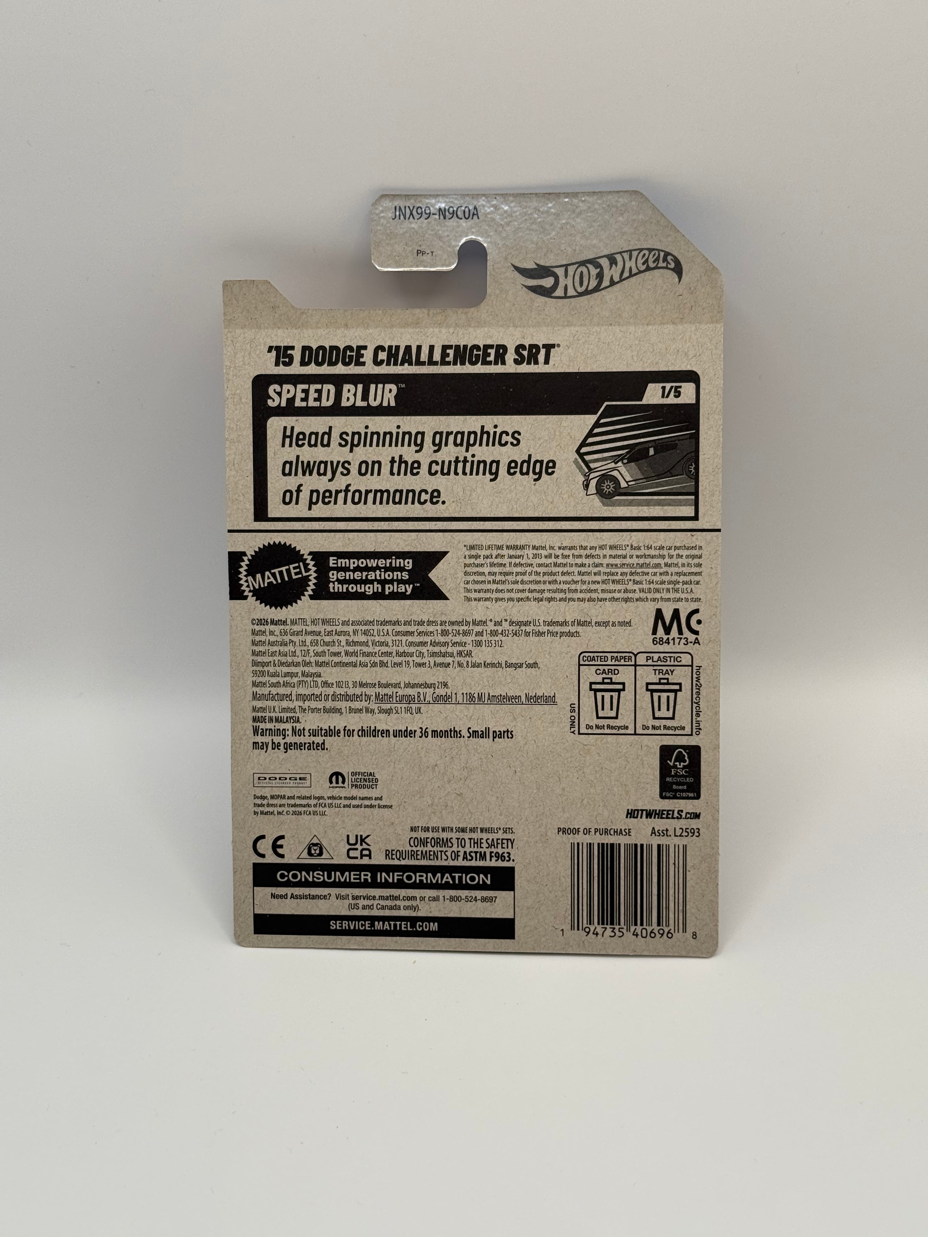 2027 Hot Wheels "A" Case '15 Dodge Challenger SRT