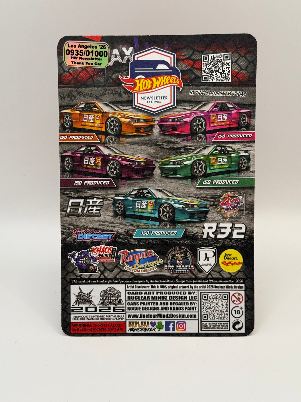 2026 Hot Wheels Los Angeles Convention Newsletter Skyline GT-R (R32)