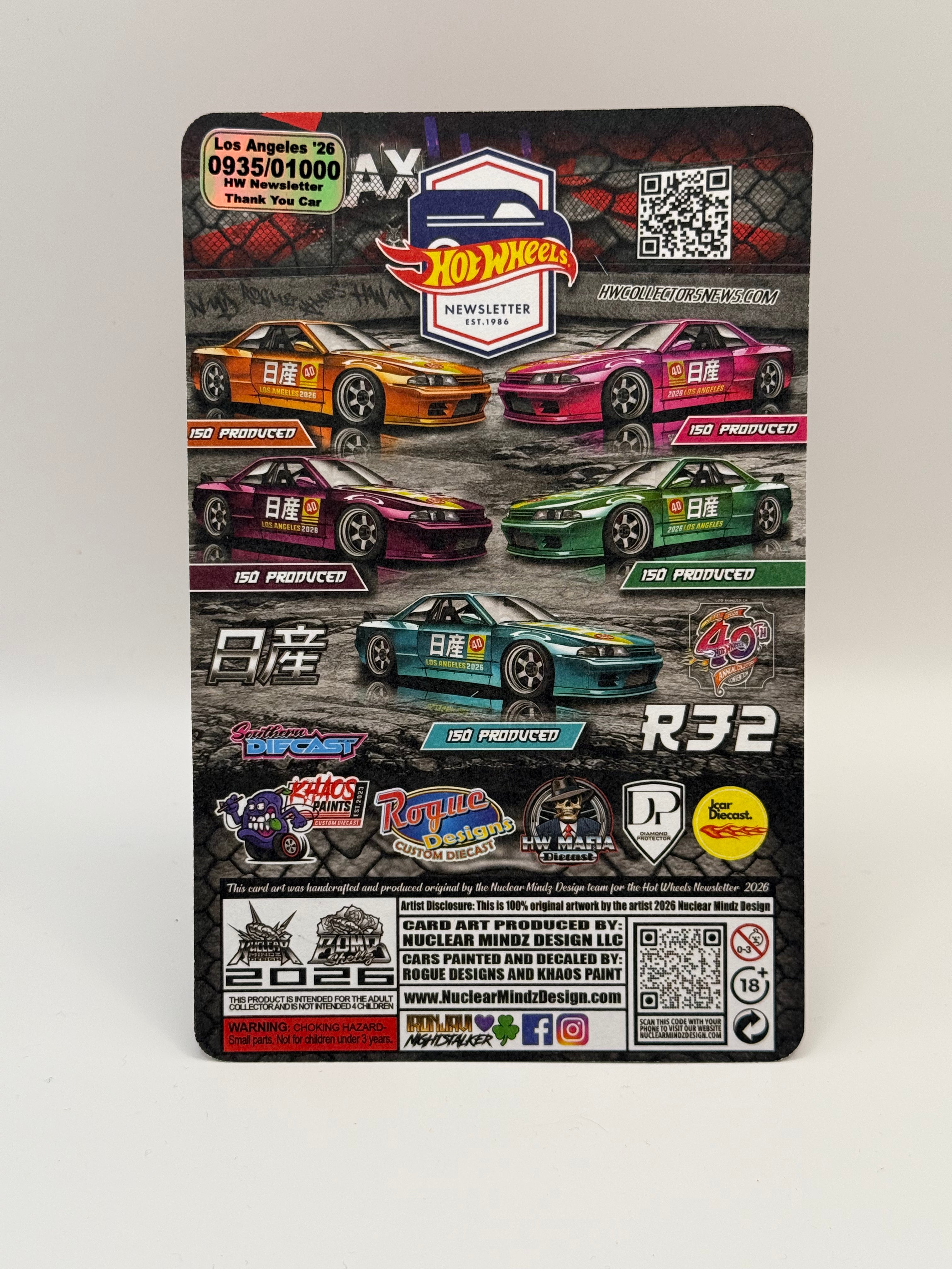 2026 Hot Wheels Los Angeles Convention Newsletter Skyline GT-R (R32)