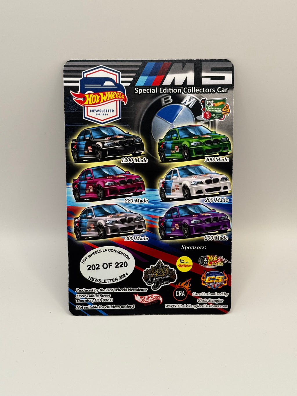 2024 Hot Wheels 38th Convention Newsletter Pink 2001 BMW M5