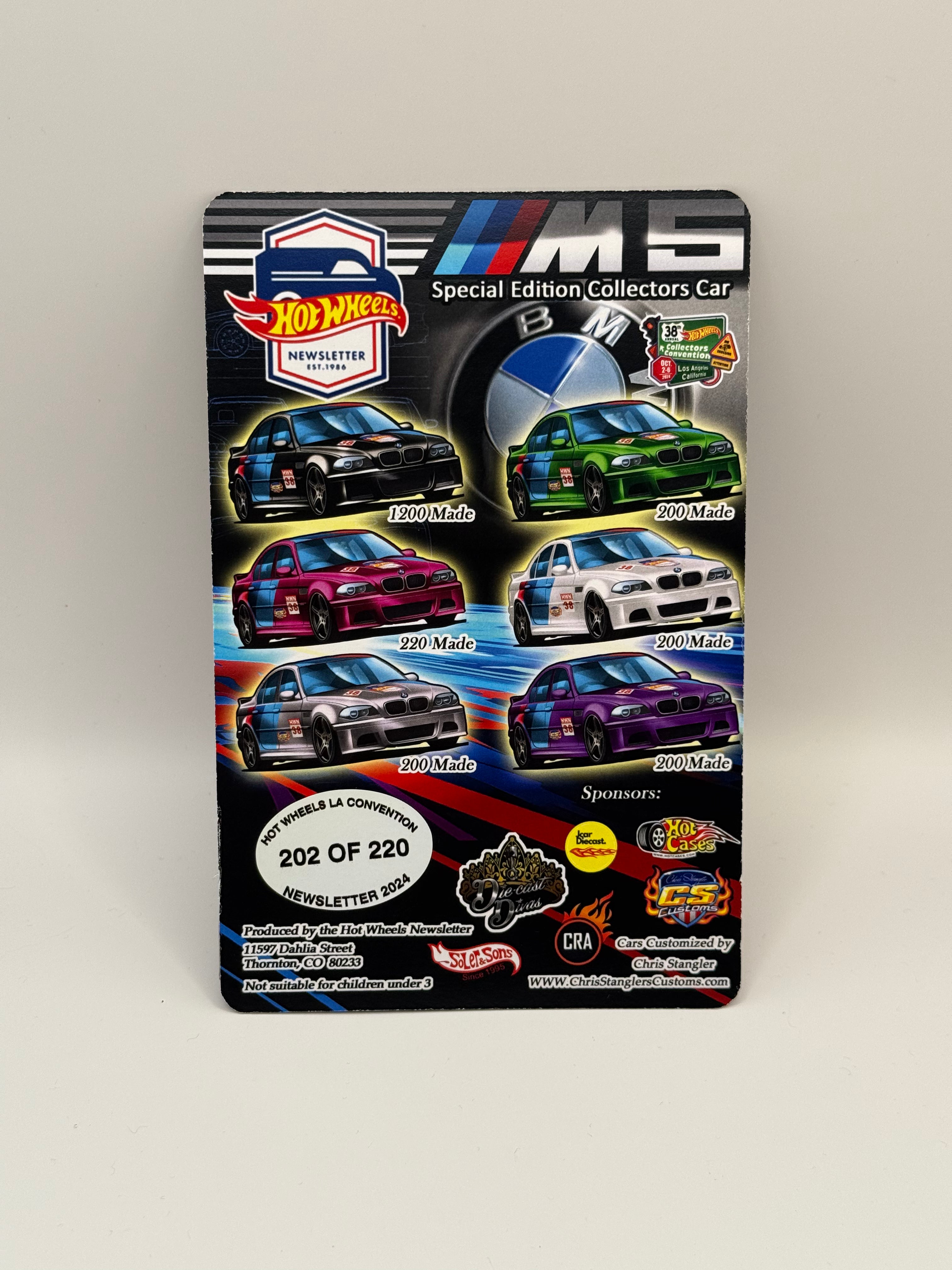 2024 Hot Wheels 38th Convention Newsletter Pink 2001 BMW M5